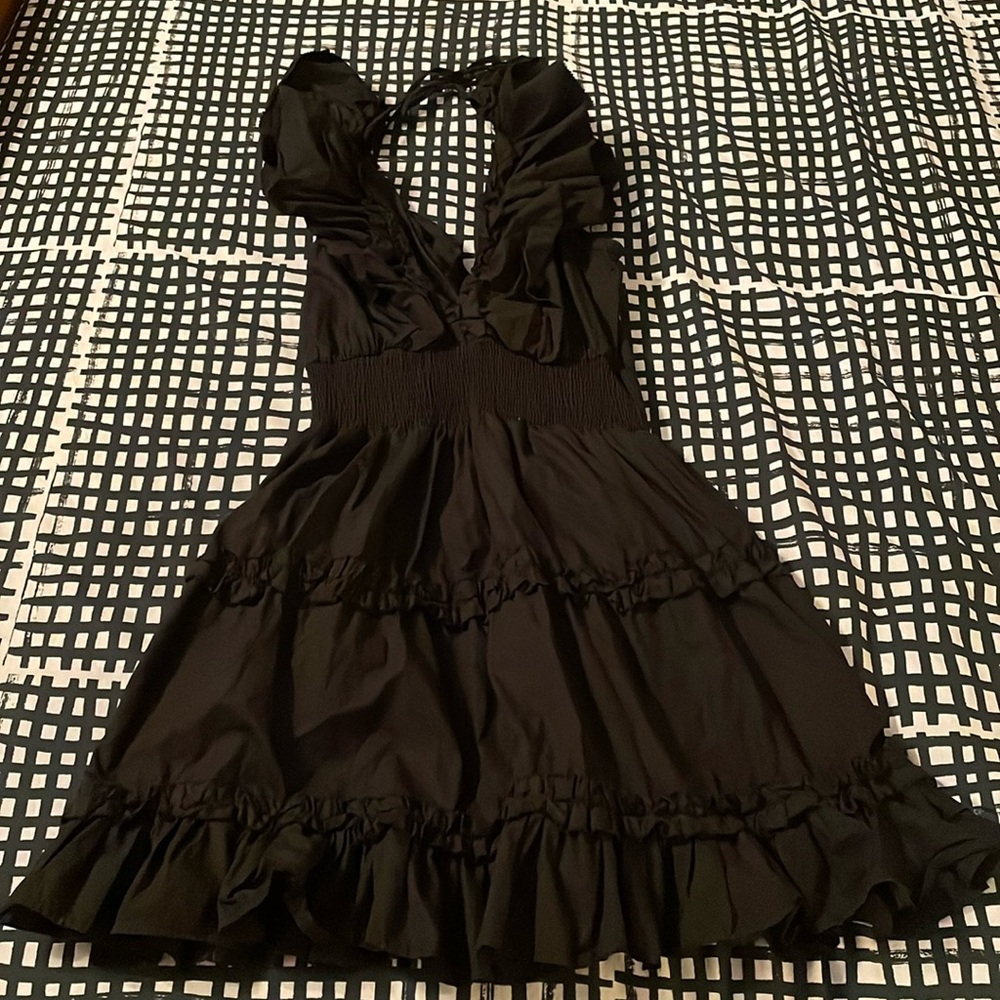House of Harlow 1960 Deep V-Neck Black Ruffle Dress Size Medium